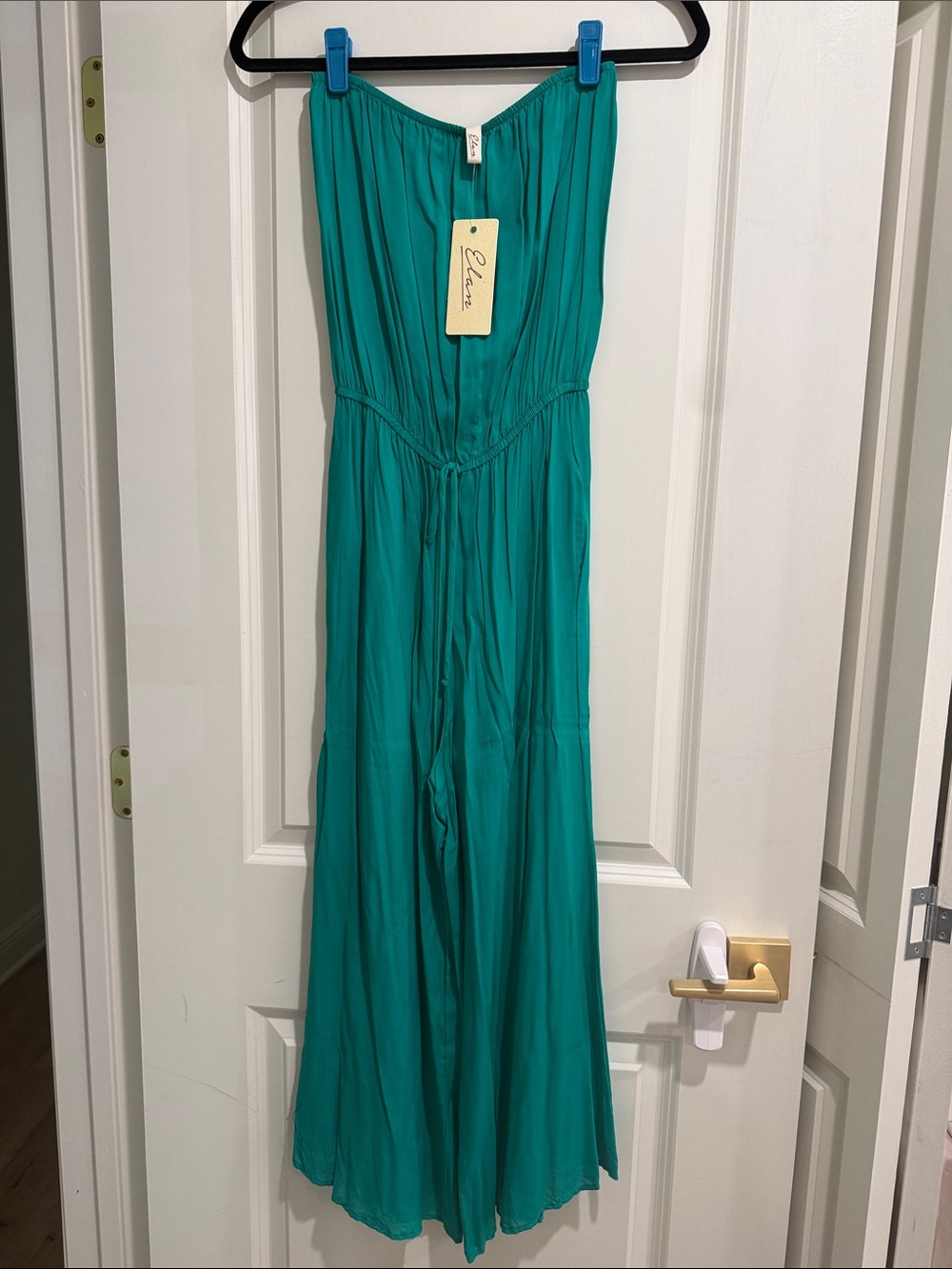 NWT Elan Teal Strapless Wide-Leg Jumpsuit